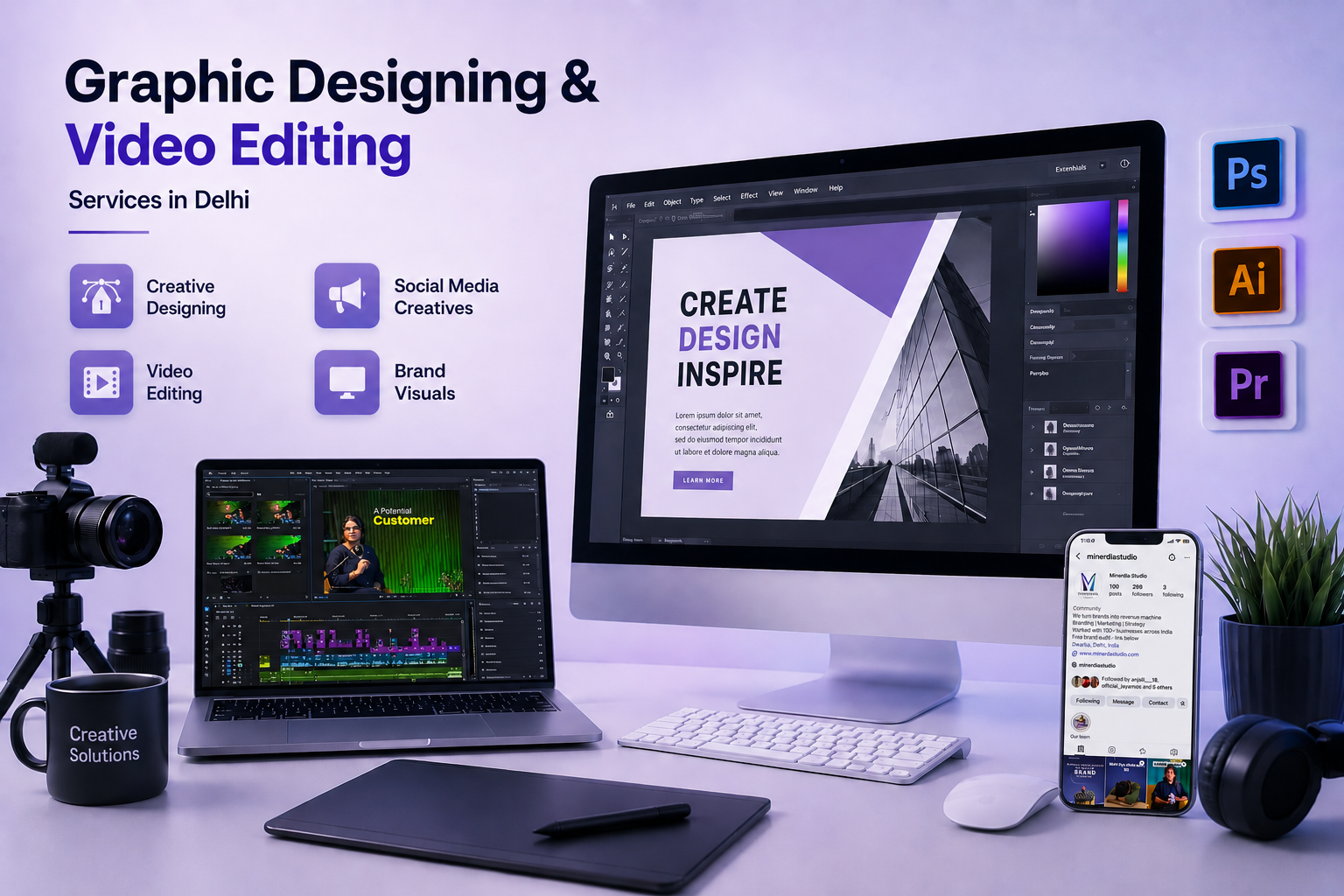 Graphic Designing and Video Editing Services in Delhi by Minerdia Studio